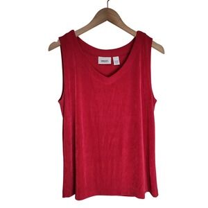 Chico's Travelers Blouse Top Women's 2 (12/14) Travel Tank Raspberry Red‎